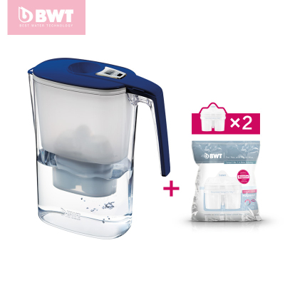 德国原装进口BWT净水壶滤水壶净水器家用直饮3.6升一壶两芯 蓝色