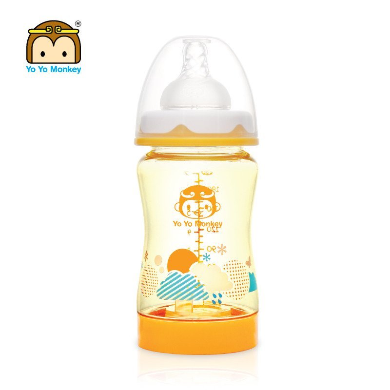 优优马骝（yoyomonkey） PPSU防胀气宽口奶瓶180ML，MS2065