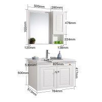 箭牌ARROW浴室柜欧式简约挂墙式实木浴室柜小户型洗脸盆镜子组合 AE2502