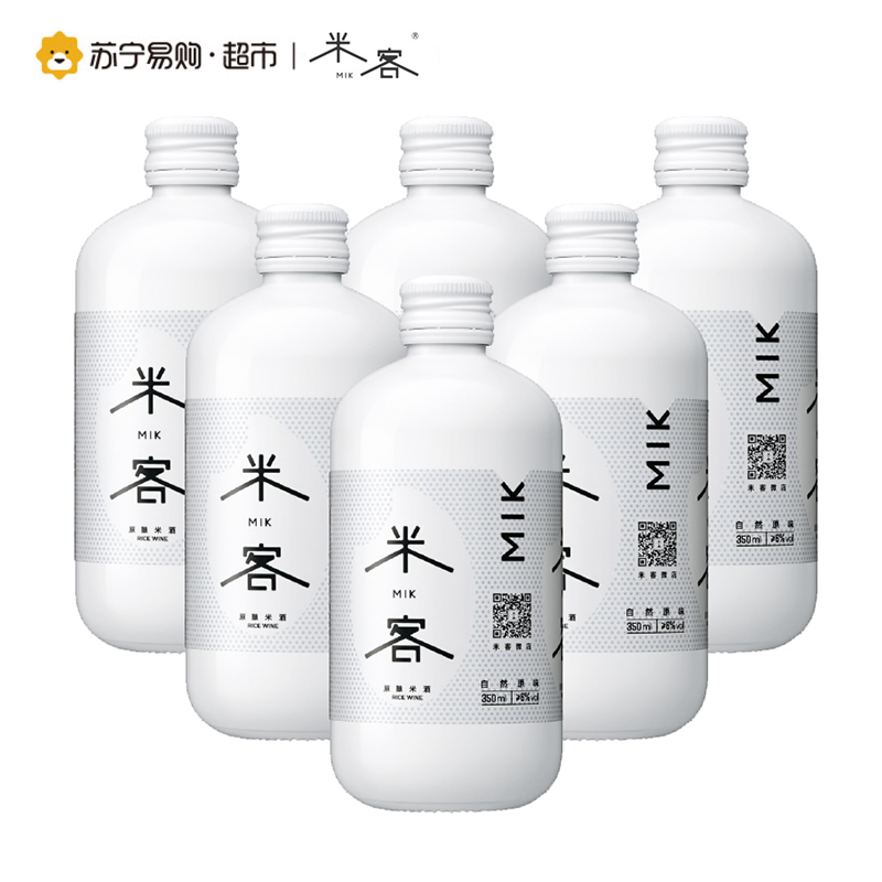 【苏宁超市】MIK米客原酿米酒 自然原味 350ml*6瓶 整箱装