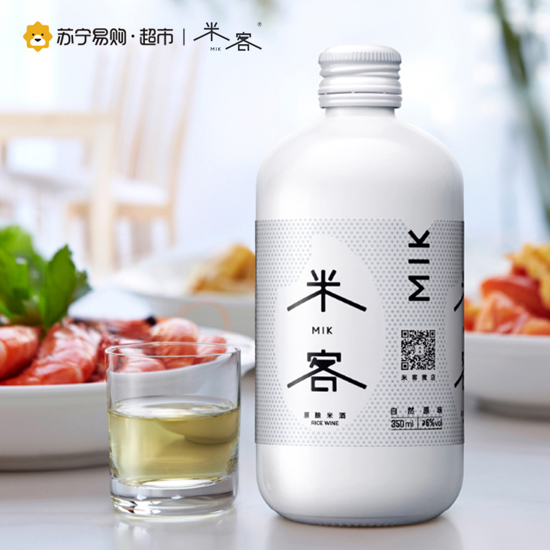 【苏宁超市】MIK米客原酿米酒 自然原味 350ml*6瓶 整箱装