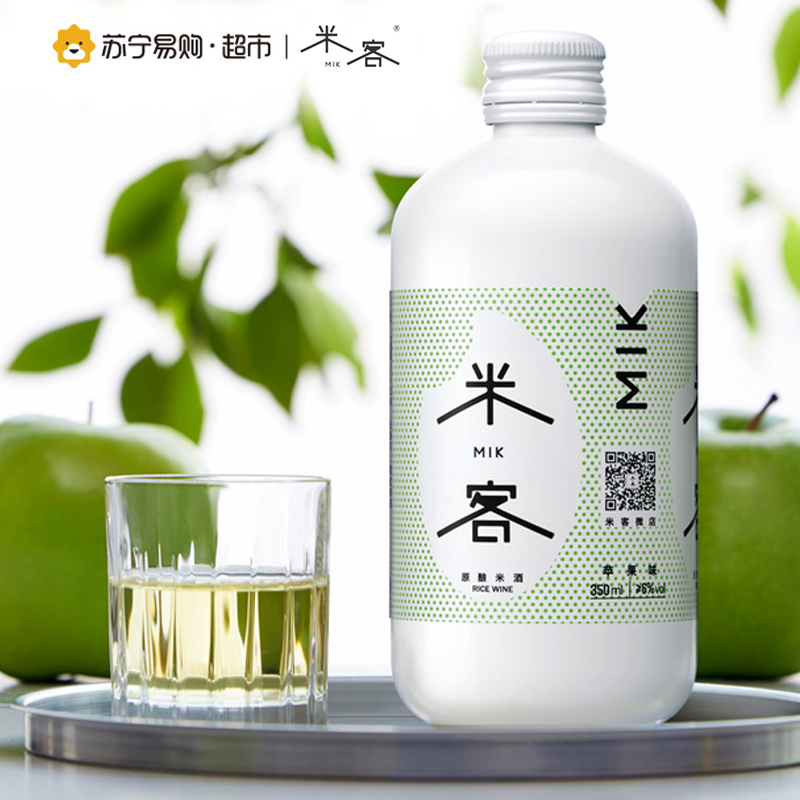 [苏宁超市]MIK米客原酿米酒 苹果味 350ml*6瓶 整箱装