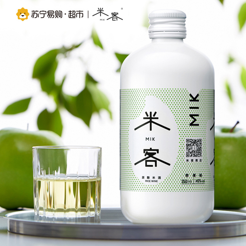 MIK米酒原酿米酒 三种口味组合装(自然原味、苹果味、桂花味) 350ml*3瓶