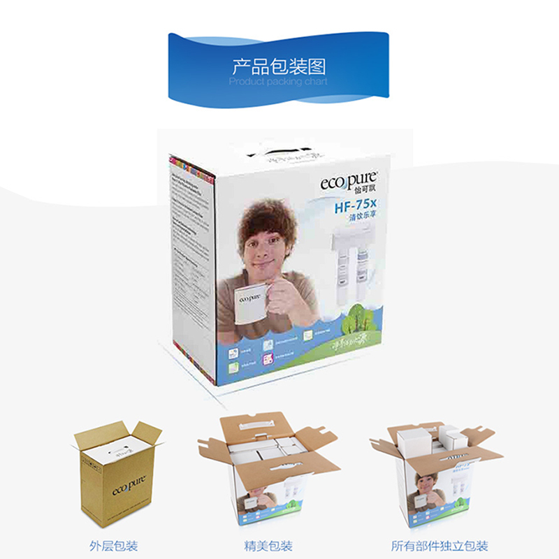 怡口(ECOWATER)家用净水器HF-75X超滤机直饮厨下式零废水