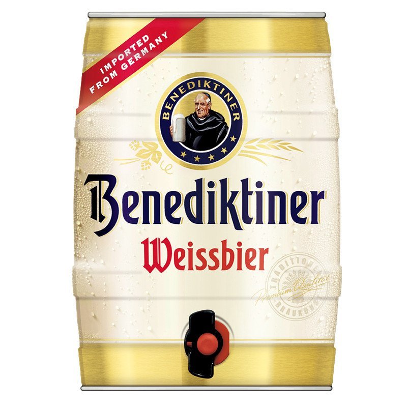 [苏宁易购超市]德国原装进口啤酒百帝王(Benedikeiner)小麦啤酒5L桶装