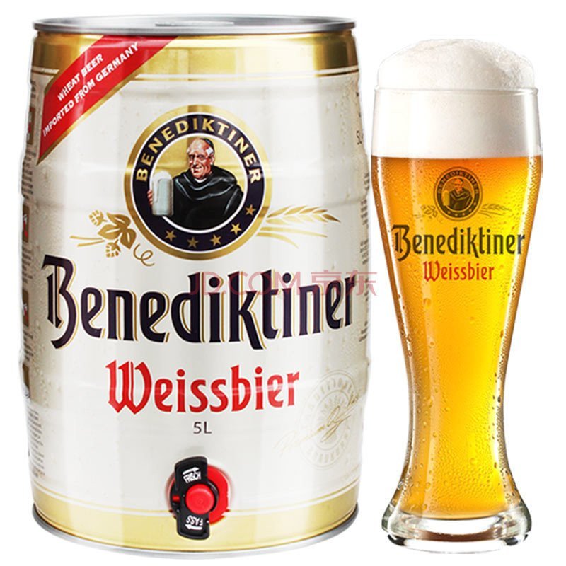 [苏宁易购超市]德国原装进口啤酒百帝王(Benedikeiner)小麦啤酒5L桶装