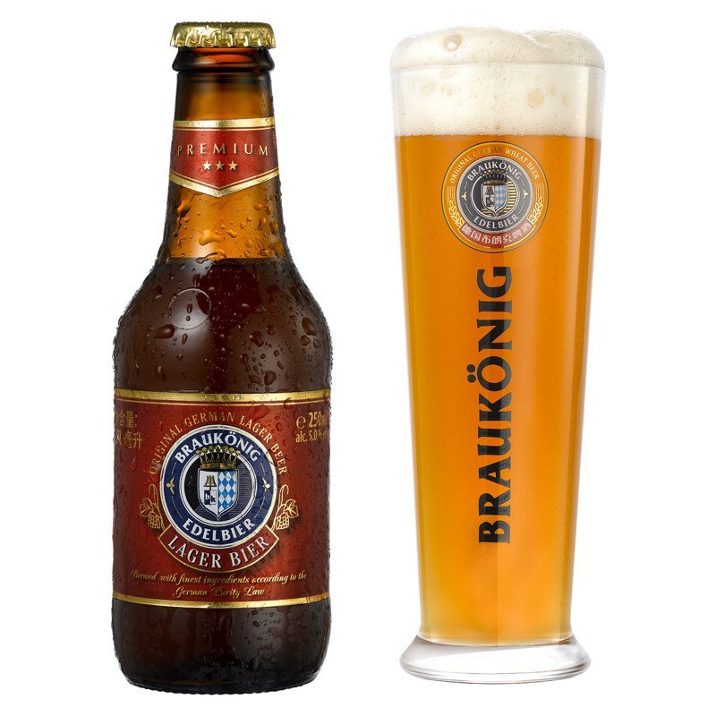 【苏宁易购超市】德国原装进口啤酒布朗克（BRAUKONIG）拉格黄啤酒250ml*24瓶整箱装