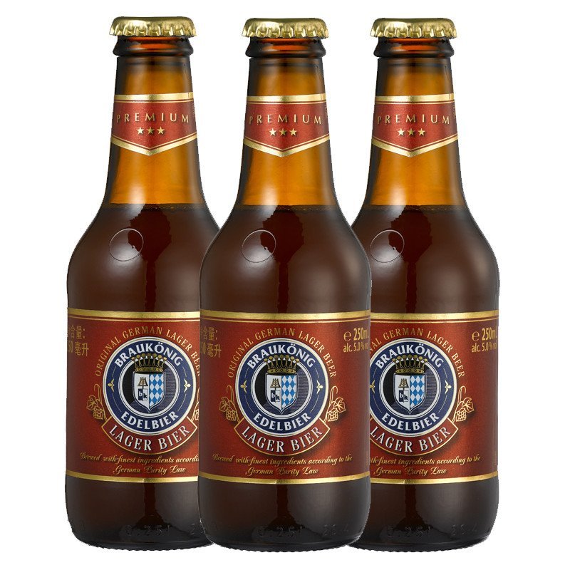 【苏宁易购超市】德国原装进口啤酒布朗克（BRAUKONIG）拉格黄啤酒250ml*24瓶整箱装