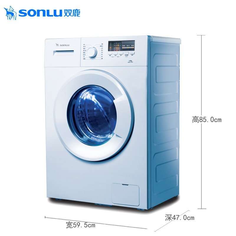 双鹿(SONLU) XQG60-6012AES 6公斤洗衣机 1000转高速脱水 5键+旋钮 可中途添衣 家用
