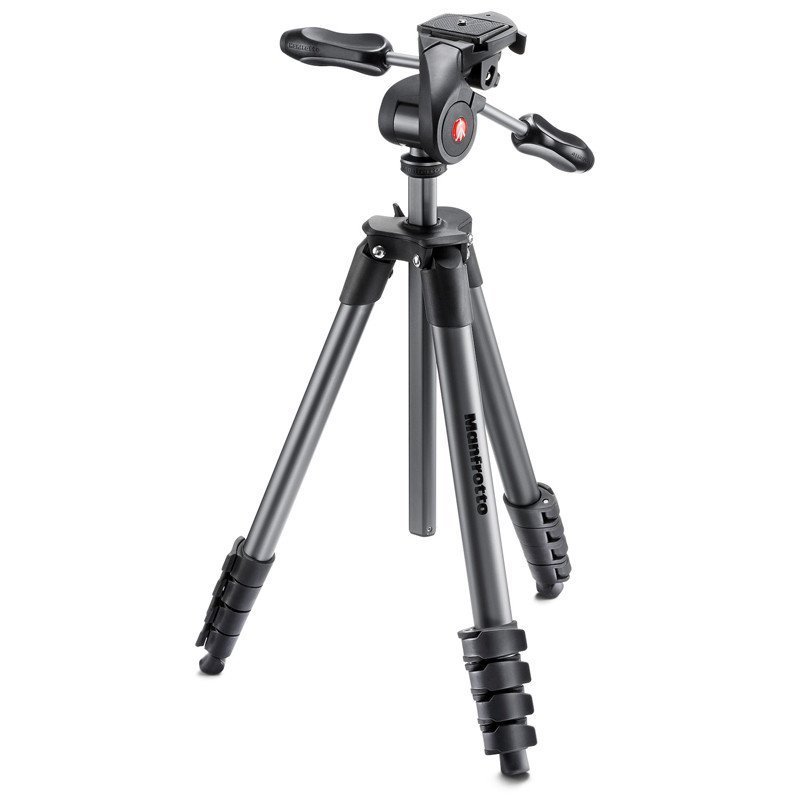 曼富图(MANFROTTO) MKCOMPACTADV-BK 铝合金板扣式三脚架云台套 黑色