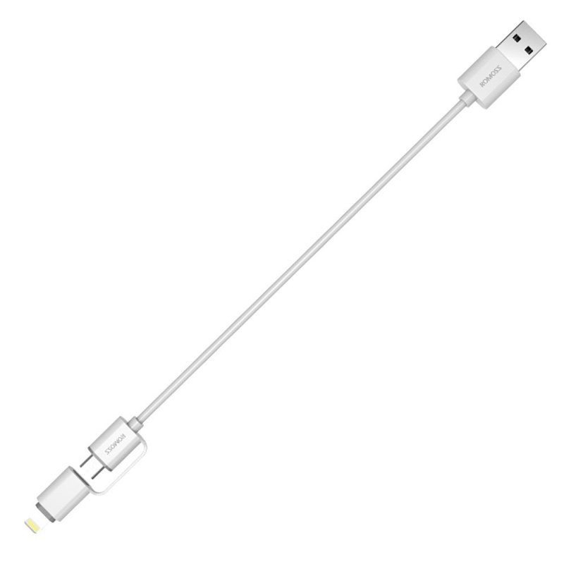 罗马仕(ROMOSS)CB20白色安卓苹果二合一快充数据线 白色塑料 适用iPhone8x/7/7P/6S/6/安卓手机