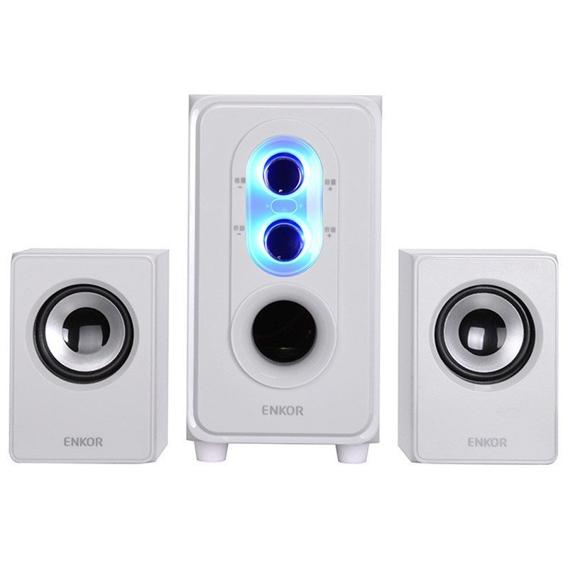 ENKOR 恩科音箱 2.1电脑音箱 桌面音响 低音炮音响 灰白色