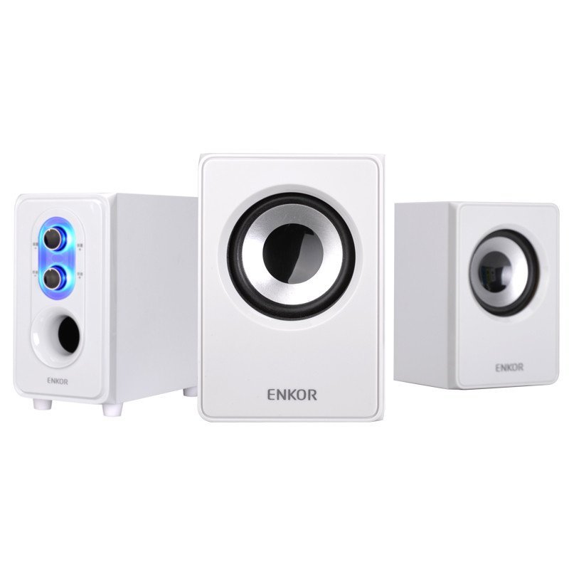 ENKOR 恩科音箱 2.1电脑音箱 桌面音响 低音炮音响 灰白色