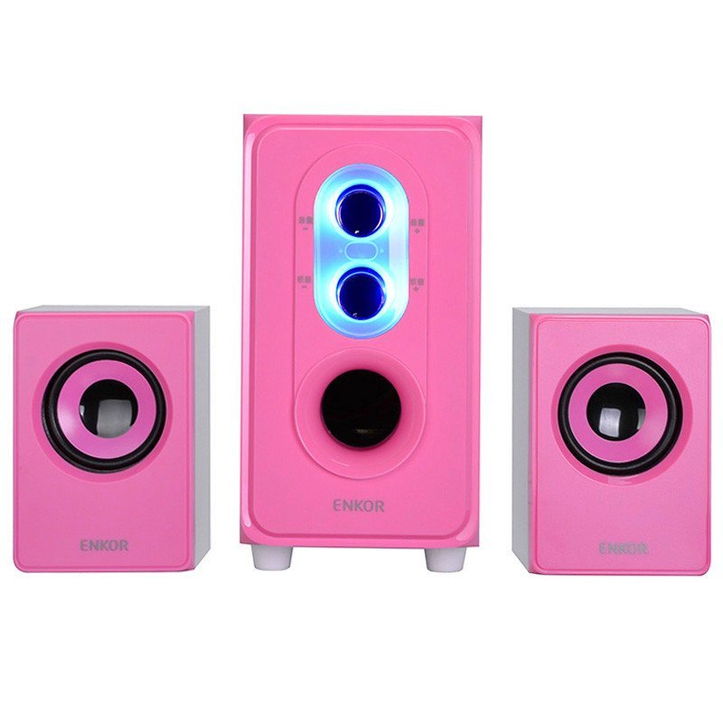 ENKOR 恩科音箱 2.1电脑音箱 桌面音响 低音炮音响 粉红色