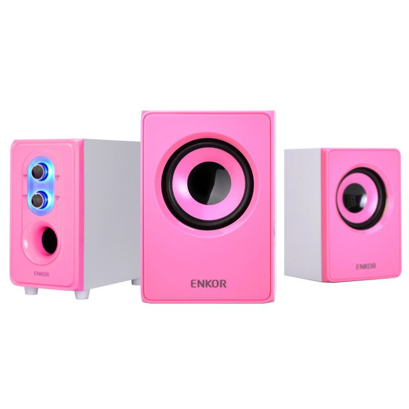 ENKOR 恩科音箱 2.1电脑音箱 桌面音响 低音炮音响 粉红色