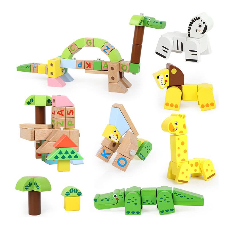 特宝儿(Topbright) 120粒森林积木 3-6岁益智儿童木制积木宝宝大颗粒拼插积木玩具120156图片