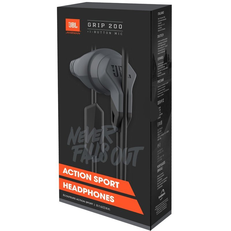 JBL GRIP 200 专业运动耳机双耳入耳式通话耳塞 运动不掉落 炭灰色