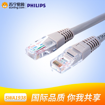 飞利浦(Philips) 五类网线SWA1938/93-1 电脑宽带线双胶网络线 工程布线跳线 1米