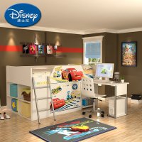 迪士尼小床男女孩单人床中高床书桌衣柜多功能组合床儿童床带护栏 麦坤卡丁车 1.2*2.0m(不带椅子)
