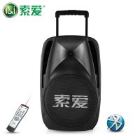 索爱 SA-T12户外拉杆便携重低音炮音响广场舞手提12寸电瓶音箱 黑色