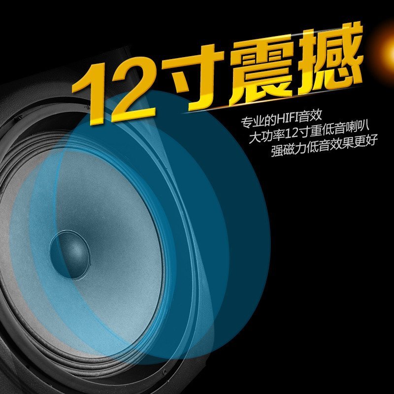 索爱 SA-T12户外拉杆便携重低音炮音响广场舞手提12寸电瓶音箱 黑色
