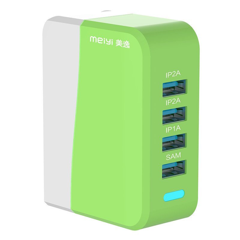 美逸(MEIYI) 青春版 MY-501墙插式4口USB充电插头 绿色