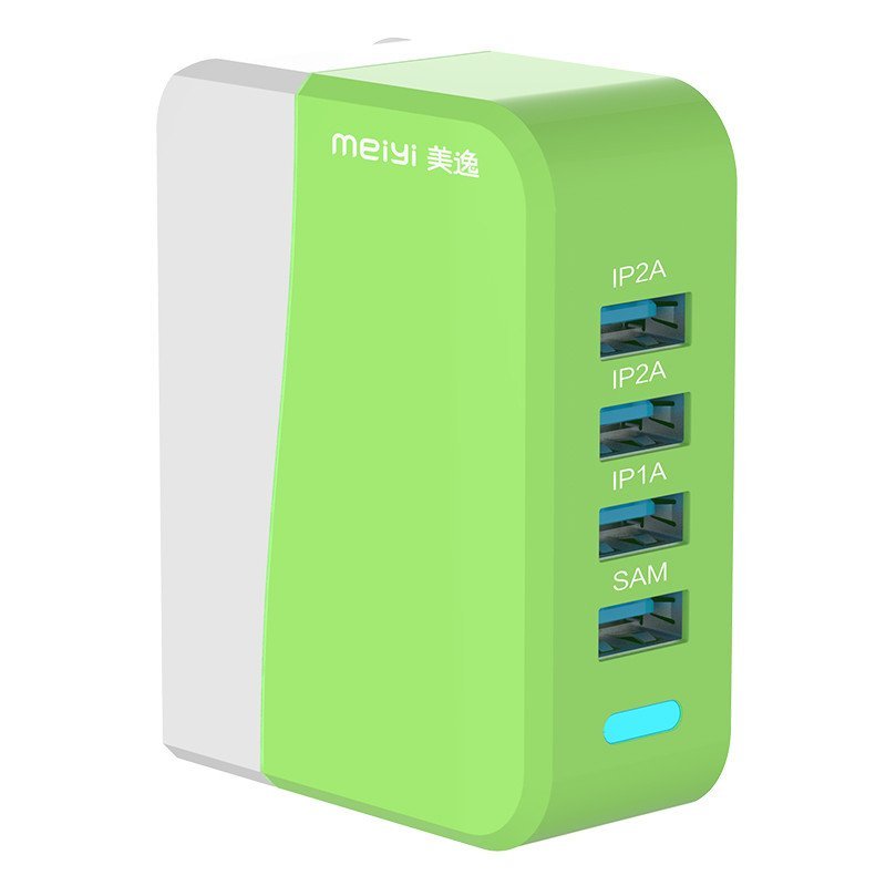 美逸(MEIYI) 青春版 MY-501墙插式4口USB充电插头 绿色