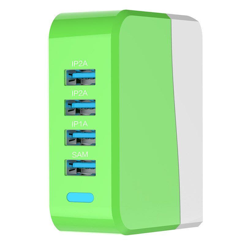 美逸(MEIYI) 青春版 MY-501墙插式4口USB充电插头 绿色图片