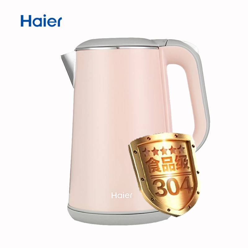 海尔(Haier)电水壶 HKT-2618A 双层防烫保温1.6升容量 304不锈钢 优质温控器 电烧开水壶