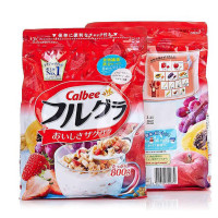 [两包装]日本进口Calbee/卡乐比麦片 水果颗粒果仁谷物 营养早餐麦片 800g/袋*2包