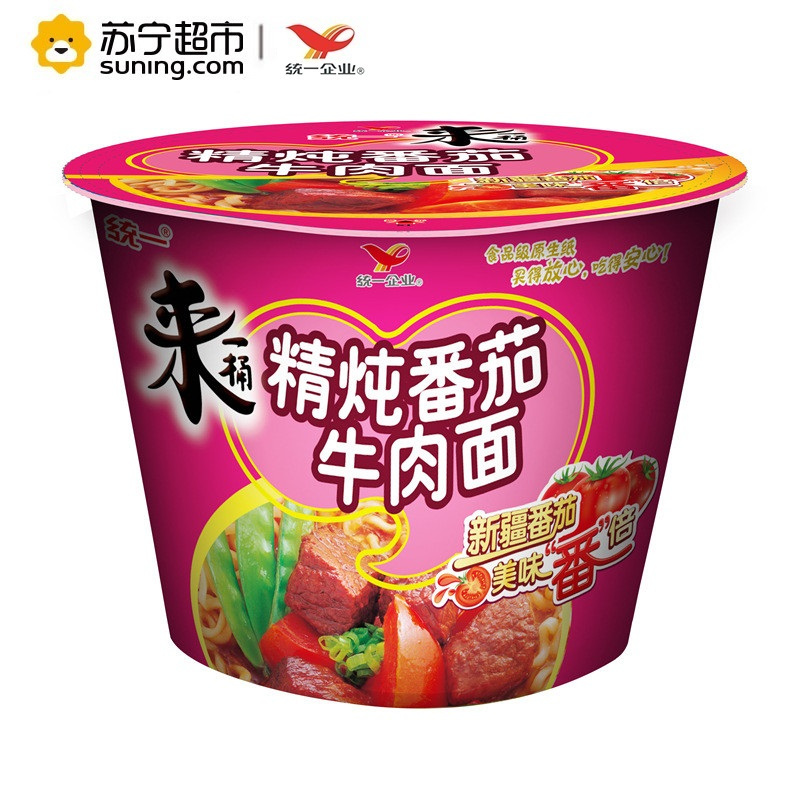 统一 来一桶番茄牛肉面方便面108g*12 整箱
