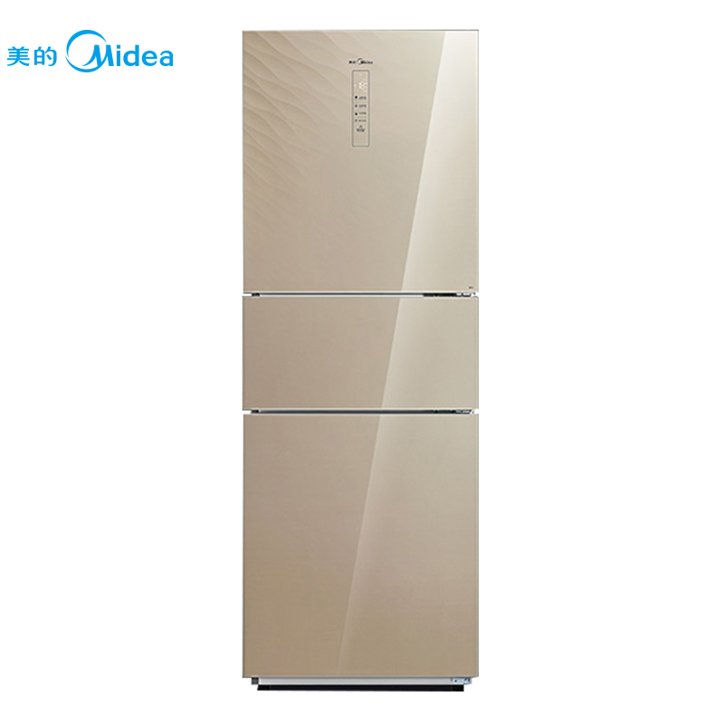 美的(Midea)BCD-260WTGZM 260升 风冷无霜 钢化玻璃面板 智能操控 节能静音家用三门电冰箱