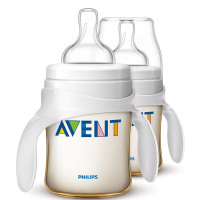 飞利浦 AVENT 新安怡宽口径经典PES奶瓶4oz/125毫升对装带把手 SCF660/29 英国原装进口