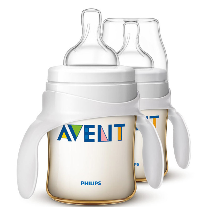 飞利浦 AVENT 新安怡宽口径经典PES奶瓶4oz/125毫升对装带把手 SCF660/29 英国原装进口