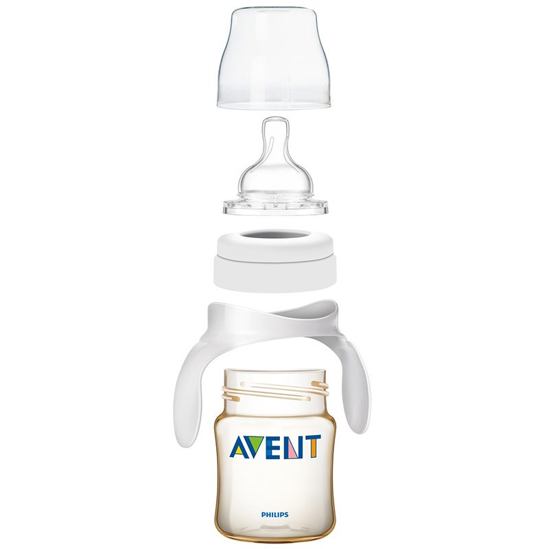 飞利浦 AVENT 新安怡宽口径经典PES奶瓶4oz/125毫升对装带把手 SCF660/29 英国原装进口