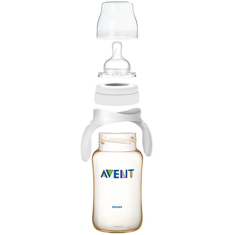 飞利浦 AVENT 新安怡宽口径经典PES奶瓶11oz/330毫升单个装带把手 SCF666/19 英国原装进口