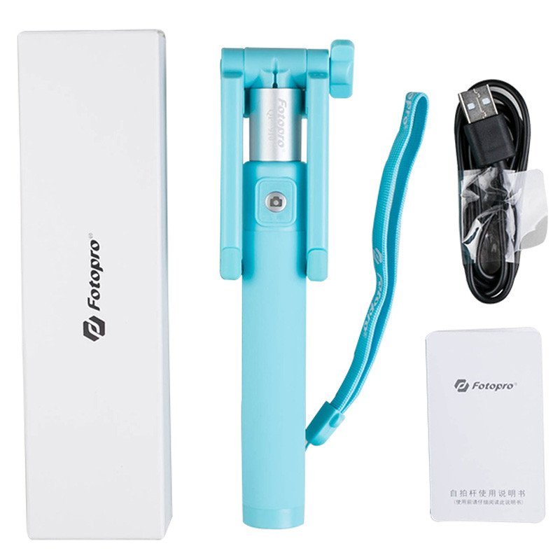富图宝(Fotopro) QP-910 蓝色 苹果手机通用迷你自拍杆/拍照蓝牙遥控自拍杆