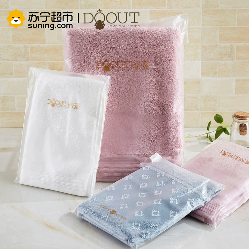 DOOUT都豪 提花海棉毛巾 加大加厚 纯棉柔软吸水 成人儿童洗脸全棉毛巾 35*76cm 粉色