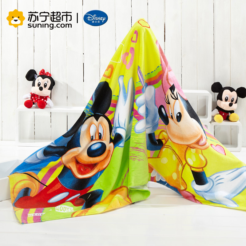 Disney迪士尼 米奇米妮纯棉浴巾 割绒印花 卡通儿童 夏季成人全棉沙滩巾