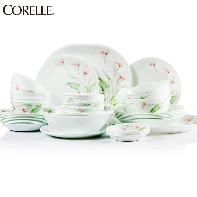 康宁(CORELLE)餐具套装原装进口碗/碟子/盘子餐盘套装 36件套餐具 都市百合碗碟 36-LV-CS