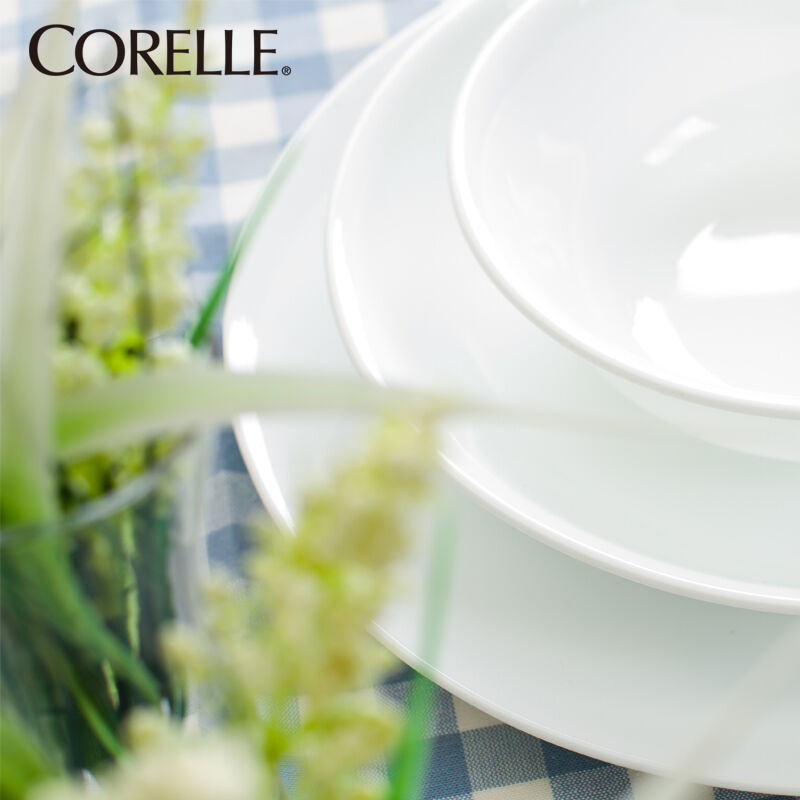 康宁(CORELLE)36-N 美国原装进口36件套餐具 纯白碗碟餐具套装