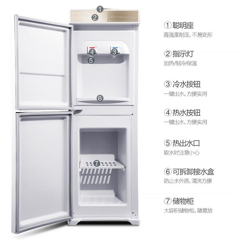 美的(Midea)立式饮水机MYD920S-W家用双门柜式制冷冷热型饮水机图片