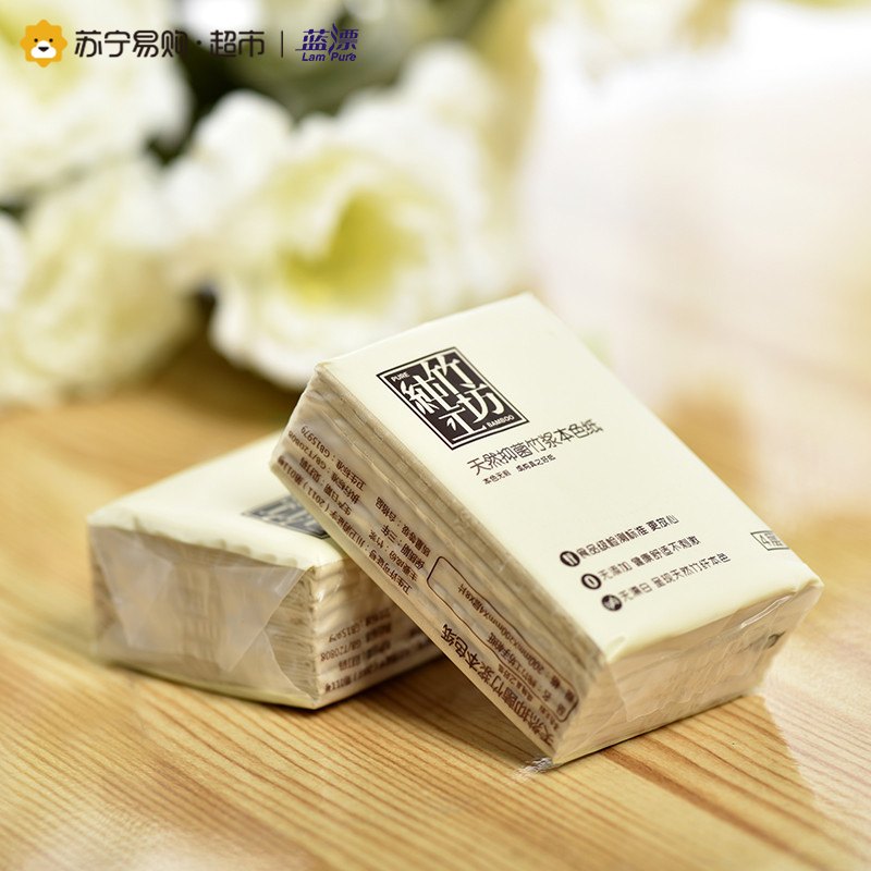 蓝漂 纯竹工坊竹浆本色手帕纸 便携手帕纸 每包8片4层一提10包装高清大图