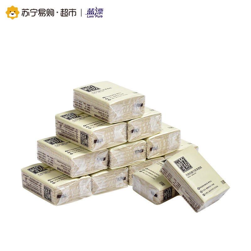 蓝漂 纯竹工坊竹浆本色手帕纸 便携手帕纸 每包8片4层一提10包装高清大图