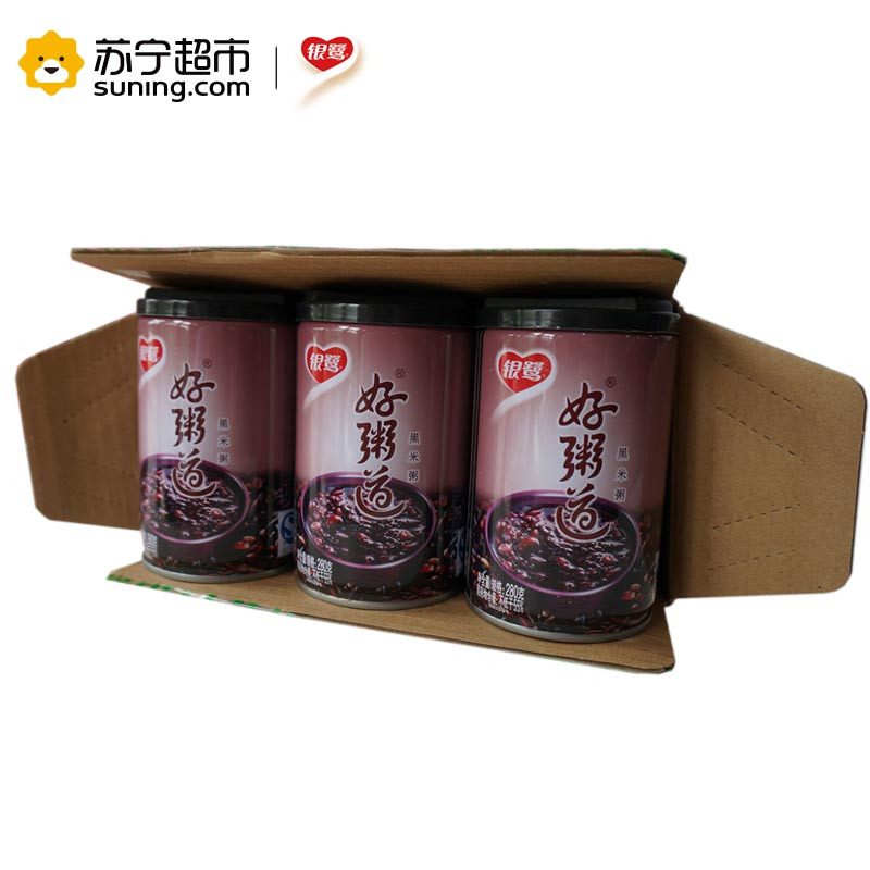 [苏宁超市]银鹭 好粥道黑米粥 280g*12 速食粥(新老包装随机发货)