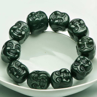 左传 和田玉佛头手串 青玉手链