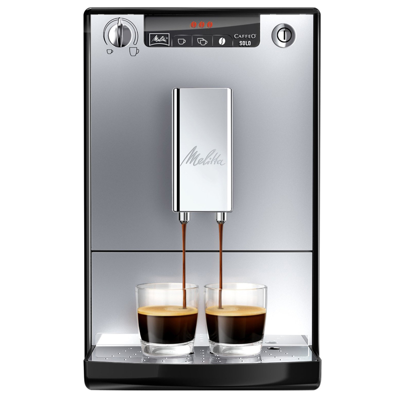 美乐家(Melitta)SOLO E950 全自动咖啡机高压磨豆机 原装进口意式浓缩咖啡机 家用商用办公室 冰灿银