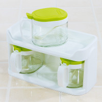 茶花(CHAHUA)玻璃调味盒6014调味罐套装双层家用厨房调味瓶罐盐罐调料400ML