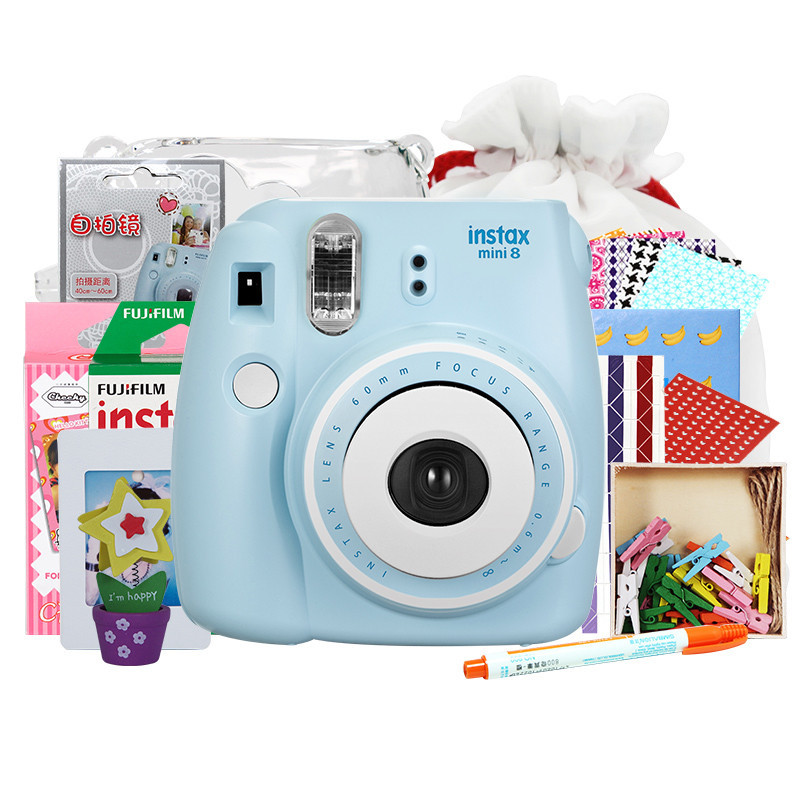 富士（FUJIFILM）INSTAX 一次成像相机instax mini8天空蓝 相机套装