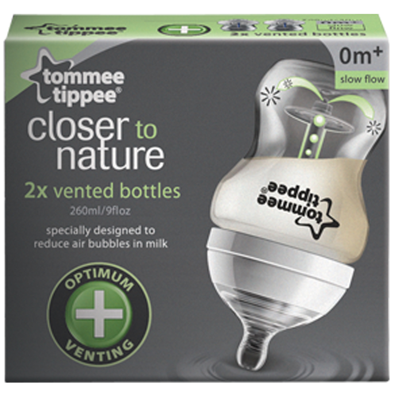 汤美天地 Tommee Tippee “母乳自然”感温防胀气奶瓶260ML/9oz(两个装)